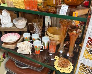 amber glassware, vintage drinking glasses, amber glassware