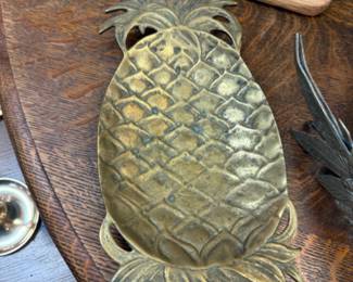 vintage brass pineapple tray or hanging piece