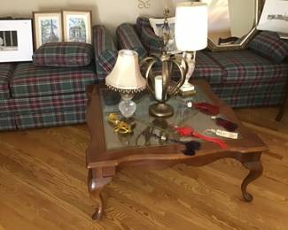 Coffee table, love seats