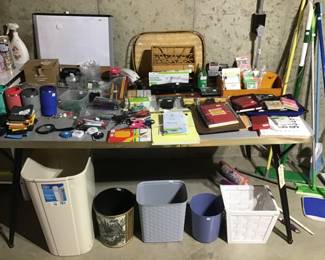 Vintage table, office supplies