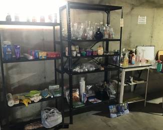 Shelves, supplies, vintage cart