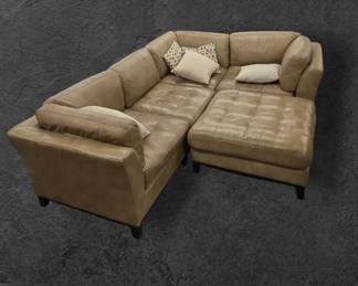 01 5 PC. Brown Leather Sectional Sofa