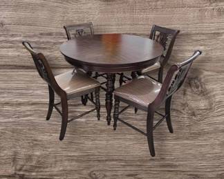  02 Ashley Furniture Traditional Round Dark Wood Dining Set