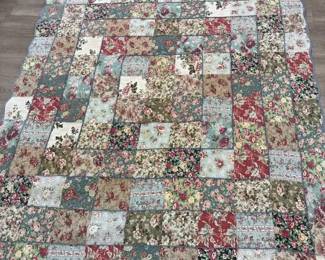 Floral Machine Stitched Bed Quilt 95x82 And Standard Size Pillow Sham