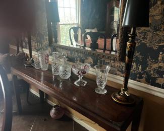 Various Crystal, mirror, Sideboard/console table