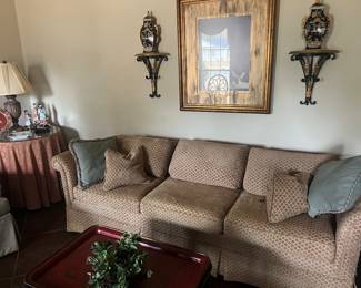 Upholstered Couch w/ Cushions - Decorations