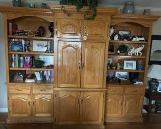 Custom Wood Entertainment Center - Solid Oak - Three Piece