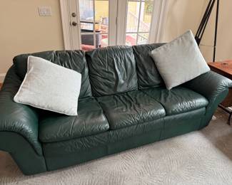 Forest Green Pleather Sofa 90" x 36" x32" 