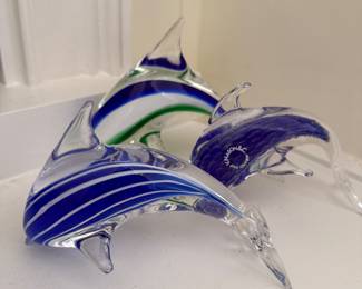 Glass Dolphin Paperweights