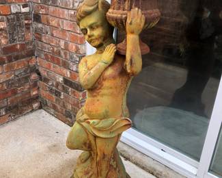 Large metal outdoor art planter