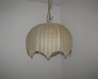 Hanging lamp with metal/tin shade