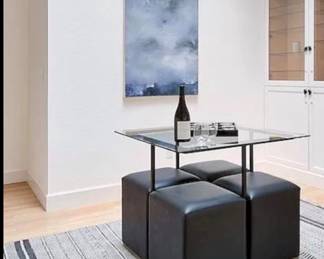 -Glass and metal ottoman dining β (ottomas not available)