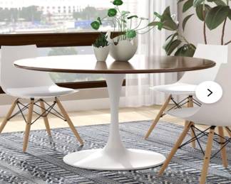- Dining β Tulip table 38β wood or white top
- White resin chairs