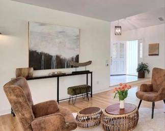 Saddle wing chairs (2)
Cane weave Coffee table set