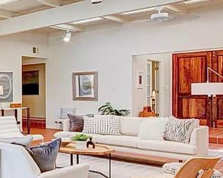 Modern Cream linen sofa with tapered square arm 90β