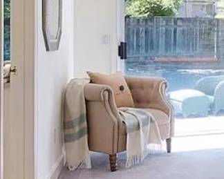 -Gray French linen chair