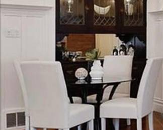 Dining cane Tommy Bahama table base with glass top