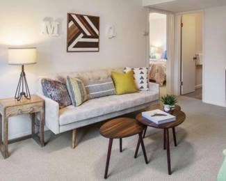 Modern tan microsuede Apartment sofa 78β