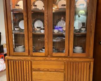 Lighted Oak China Cabinet 