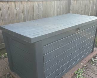Large Outdoor Storage Box, long Garden Hoses inside 