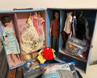 1960s Bubble Cut Barbie and Ken with Clothes and Case