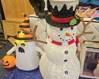 Snowman and Blow up Halloween