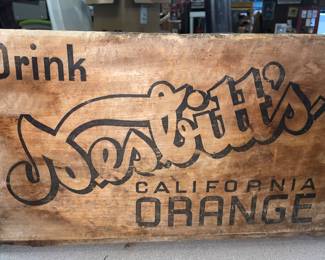 Three advertising wooden crates