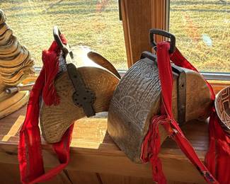 Antique South American Hand-carved Wooden Stirrups