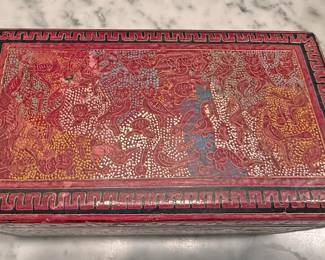 Mexican lacquered wood box  