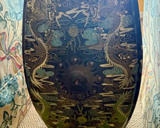 Chinese Black Lacquer Drum Stool