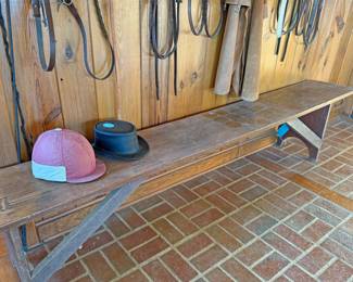 Horse Paraphernalia & Long Wooden Bench