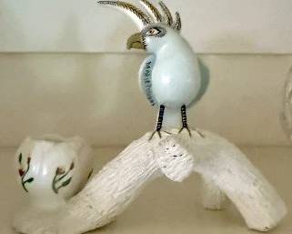 Vintage ceramic bird figurine candle holder