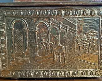 Vintage Embossed Brass Log Box