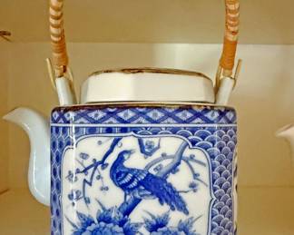 Vintage Japanese Octagonal Porcelain Teapot 