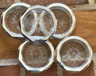 Silver-plated and glass coasters