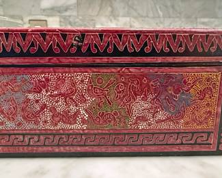 Mexican lacquered wood box  