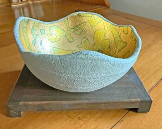 ConcreteHeavily Textured Ceramic Bowl 