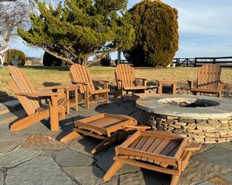 Adirondack-style chairs and matching ottomans/footstools - Poly Lumber