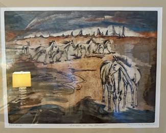 “Horses in the Desert” Original Limited Edition Print by is Rosemarie Halson