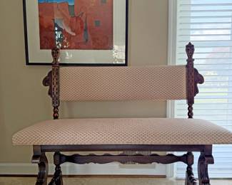 Spanish Revival / Spanish Colonial–Style Upholstered Bench (Or Settee)