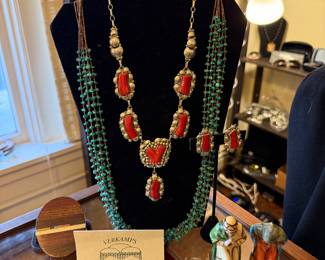 Native American Turquoise Necklace, Coral Necklace with earrings, etc.