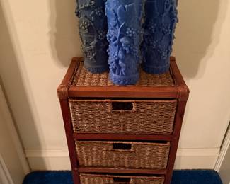 Wicker Basket Storage Table, Candles