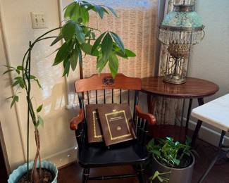 End Table, lamp, plants, Chair