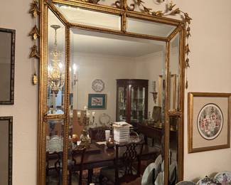 Gorgeous Adam Style Gold Gilt Beveled Mirror
