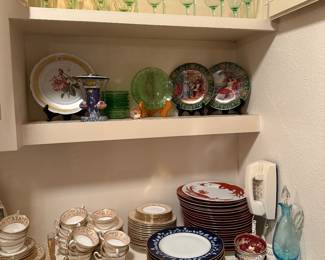 Colored Glassware, China, Decorative plates, etc.