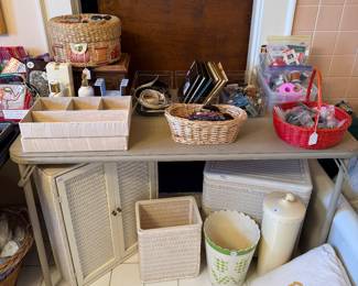 Sewing notions, Buttons, Glasses, Wicker items