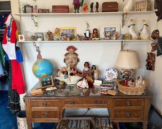 Desk, Decor, Dolls, Globe, Lamp, Books, etc.
