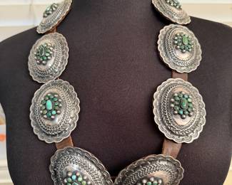 Beautiful Sterling and Turquoise Concho Belt by Kenny Bracken