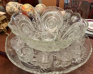 Large Crystal Punch Bowl