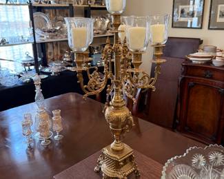 Vintage Baroque Style Brass Candelabra 